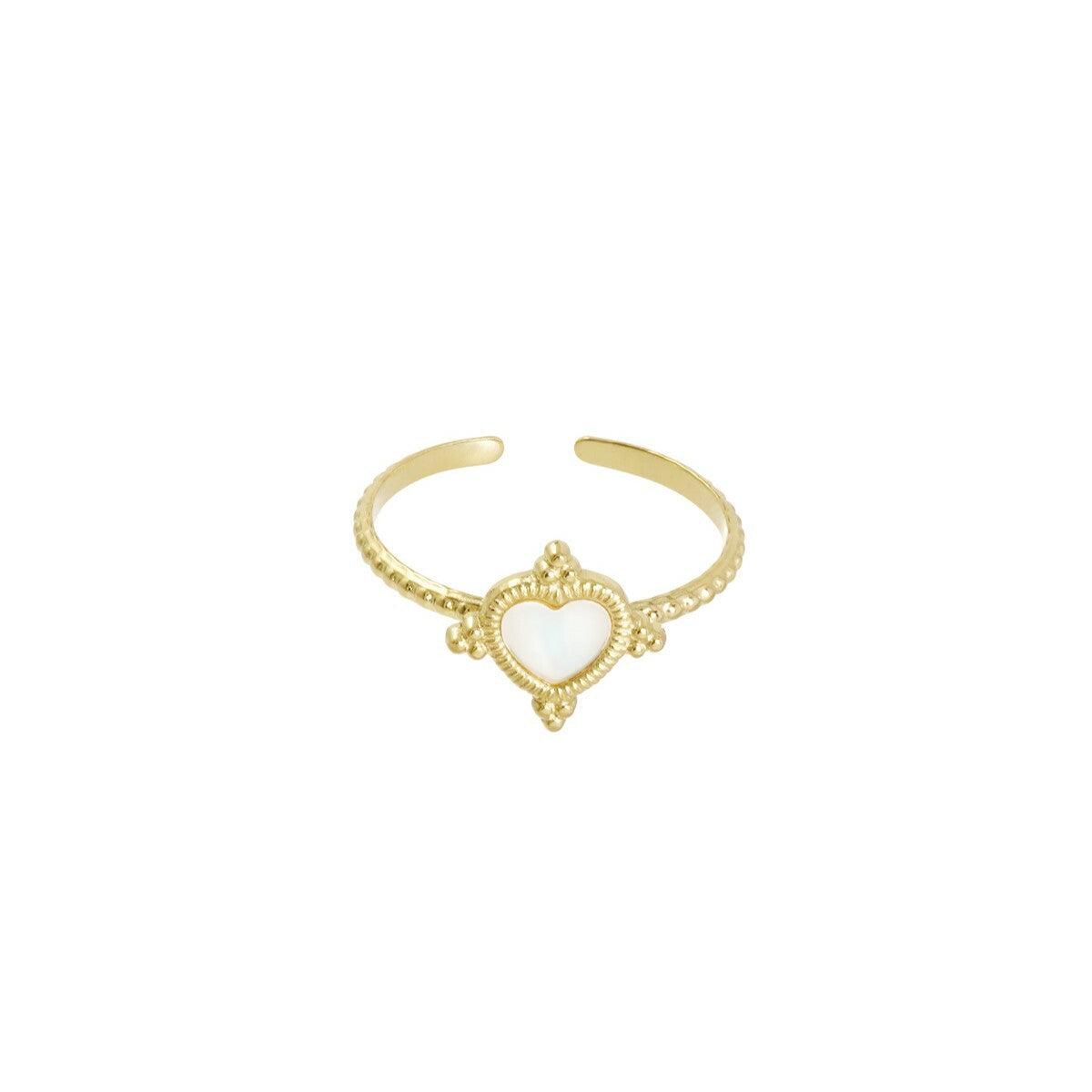 FRENCH RIVIERA | Heart Ring in Gold - surgical steel ring with stones