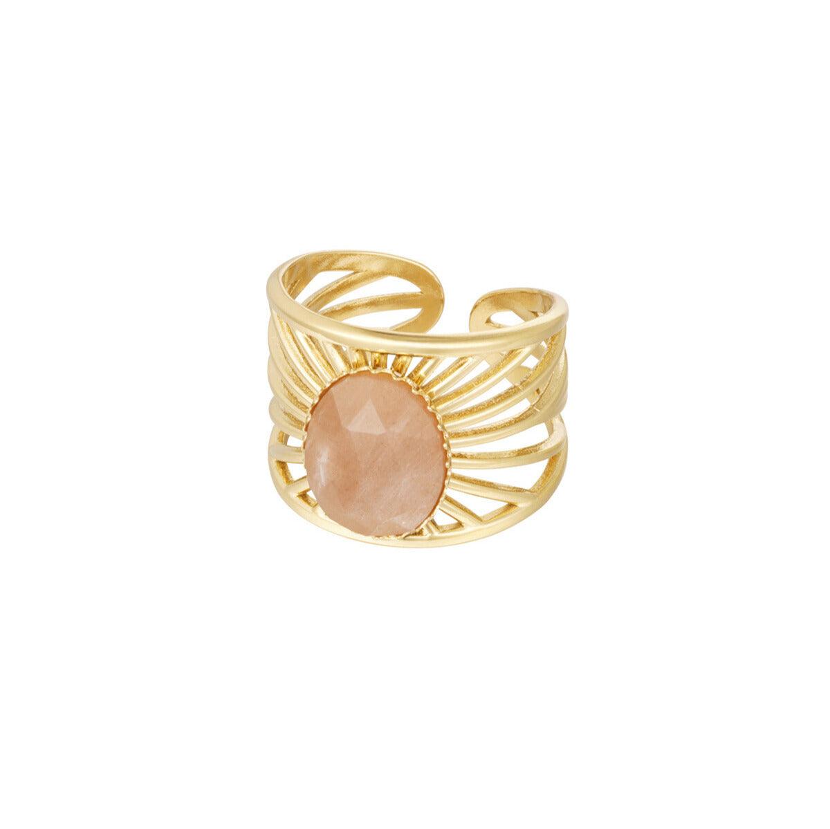 FRENCH RIVIERA | Kay Ring in Peach - surgical steel ring with stones