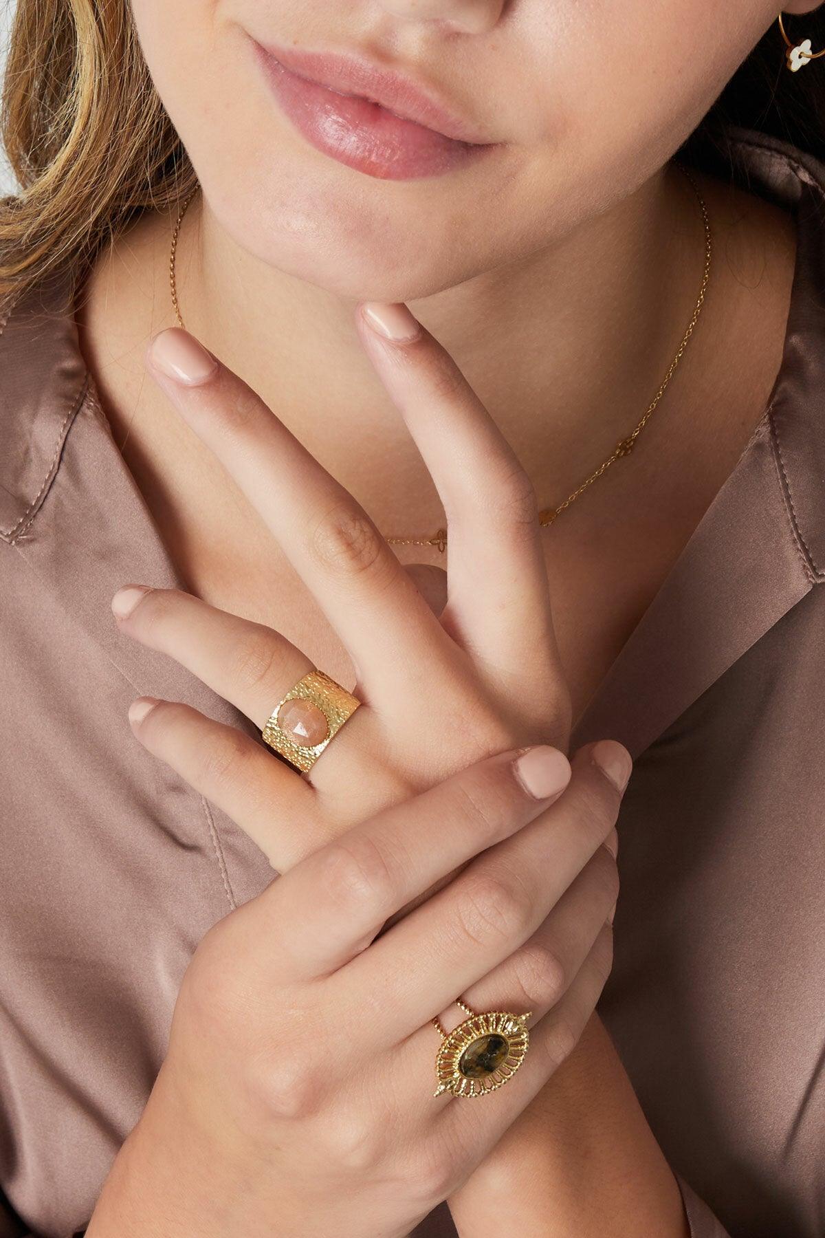 FRENCH RIVIERA | Mia Ring in Peach - surgical steel ring with stones