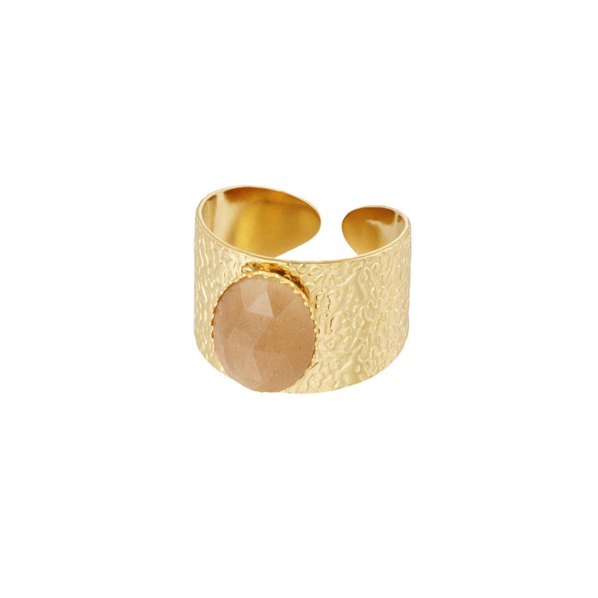 FRENCH RIVIERA | Mia Ring in Peach - surgical steel ring with stones