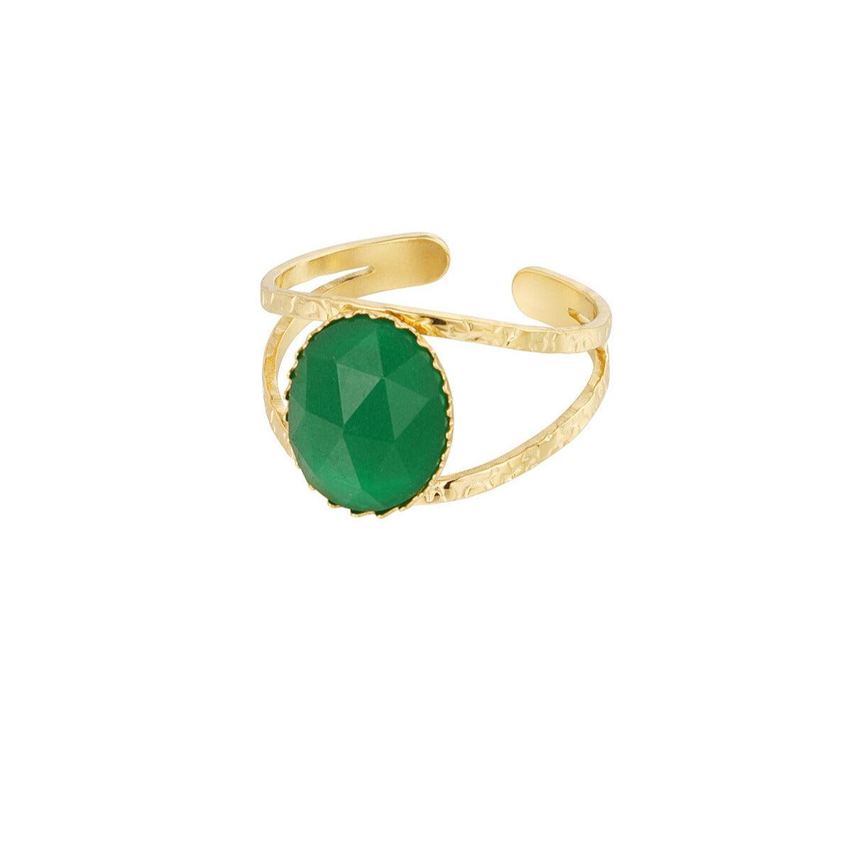 FRENCH RIVIERA | Sina Ring in Green - surgical steel ring with stones