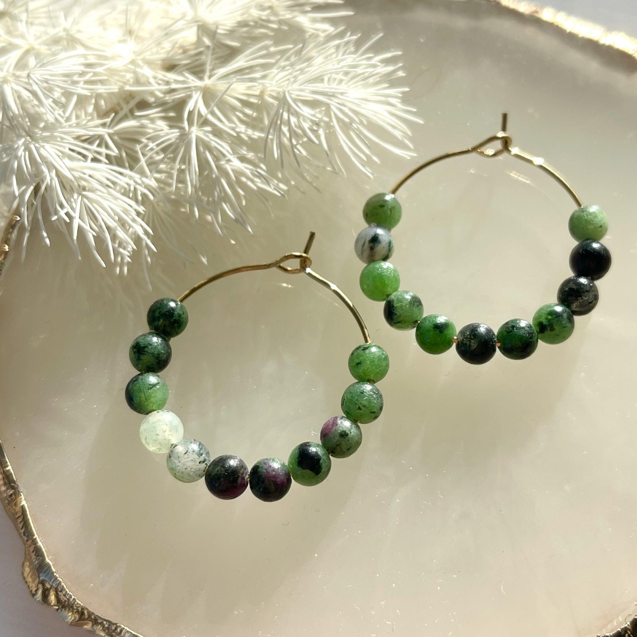 Earrings, FRENCH RIVIERA | Jolie pearl earrings (ruby zoisite)