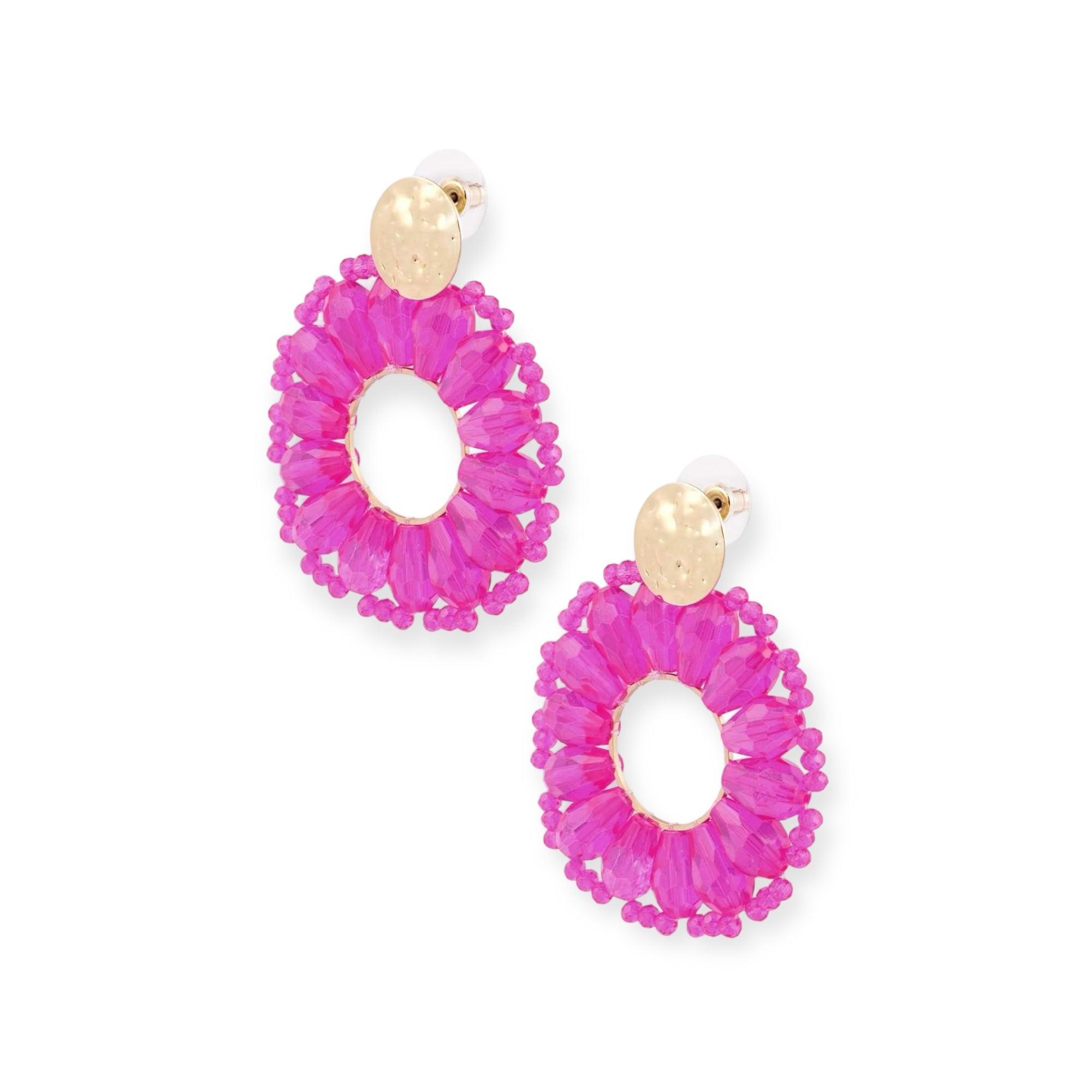 FRENCH RIVIERA | Eva crystal stud earrings (pink)