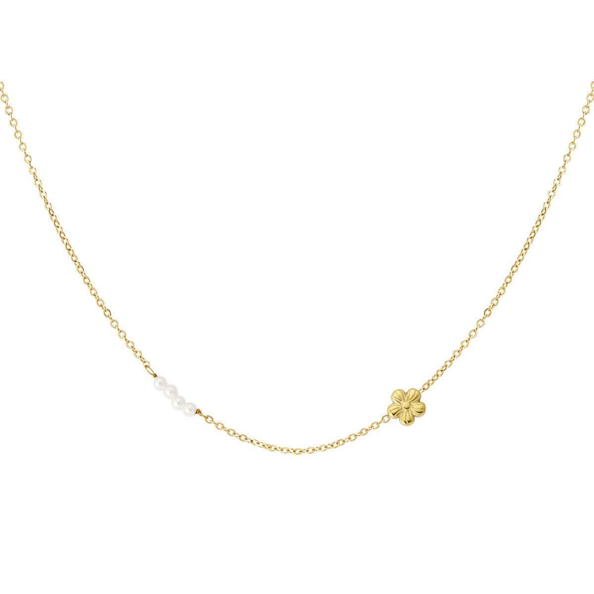 FRENCH RIVIERA | Lulu surgical steel necklace with flower decoration (gold)