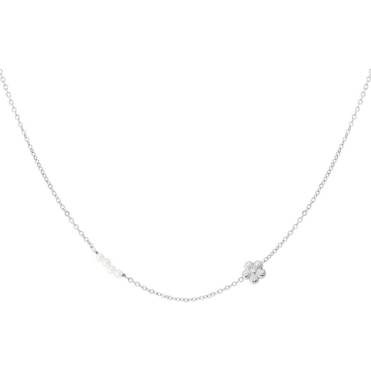 FRENCH RIVIERA | Lulu surgical steel necklace with flower decoration (silver)