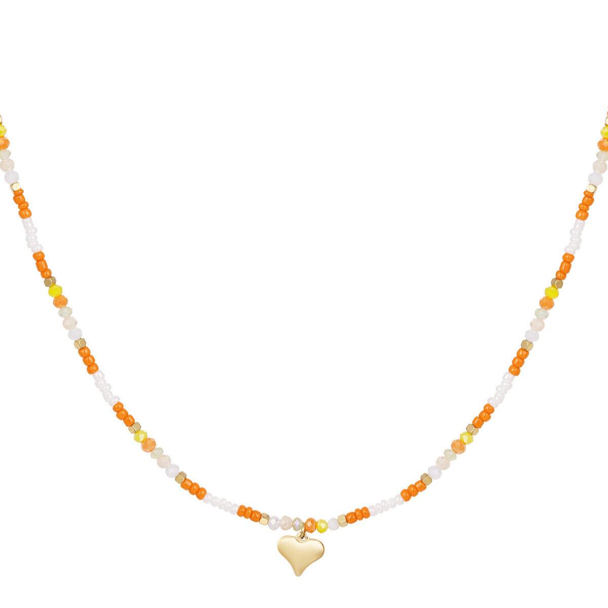 FRENCH RIVIERA | Ariana - orange surgical steel necklace with heart