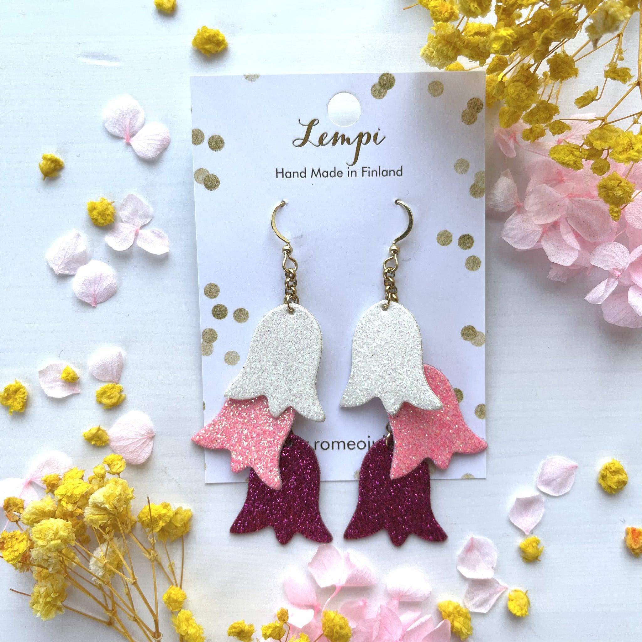 LEMPI® earrings, Keto (white-pink-fuchsia)