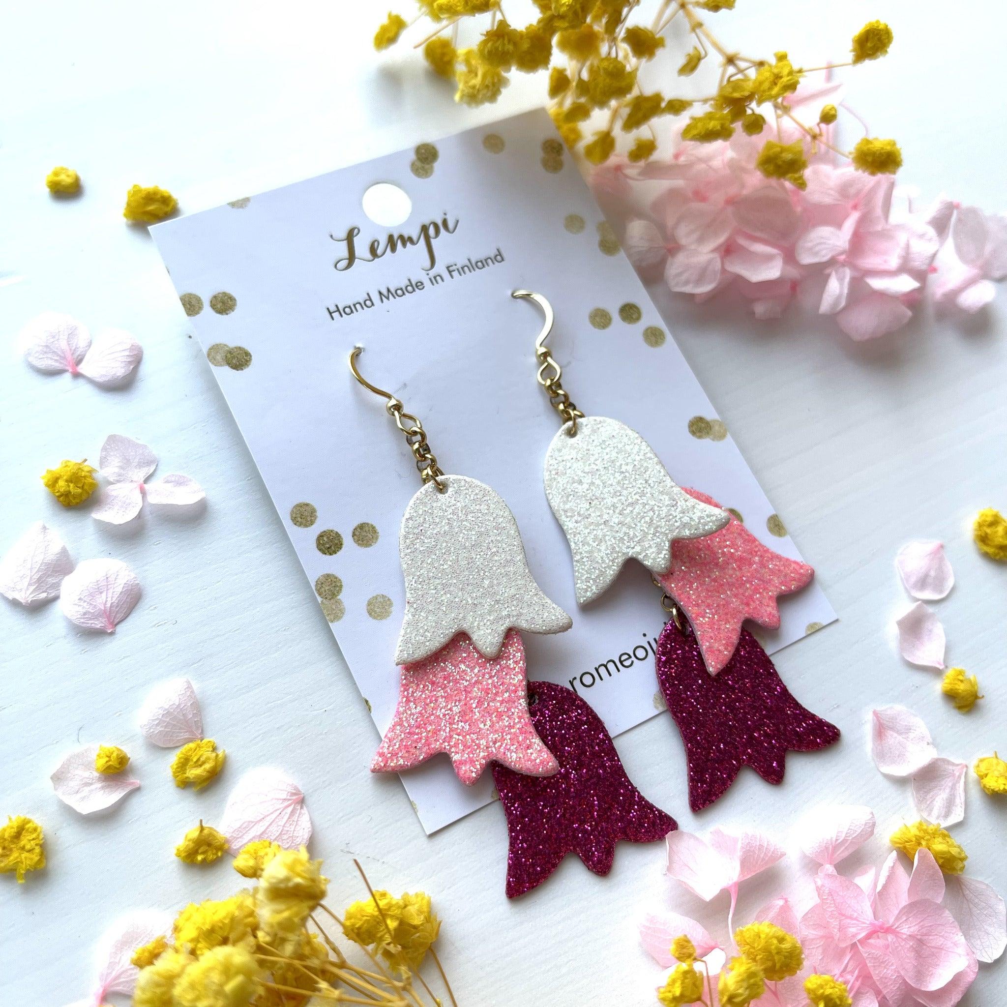 LEMPI® earrings, Keto (white-pink-fuchsia)