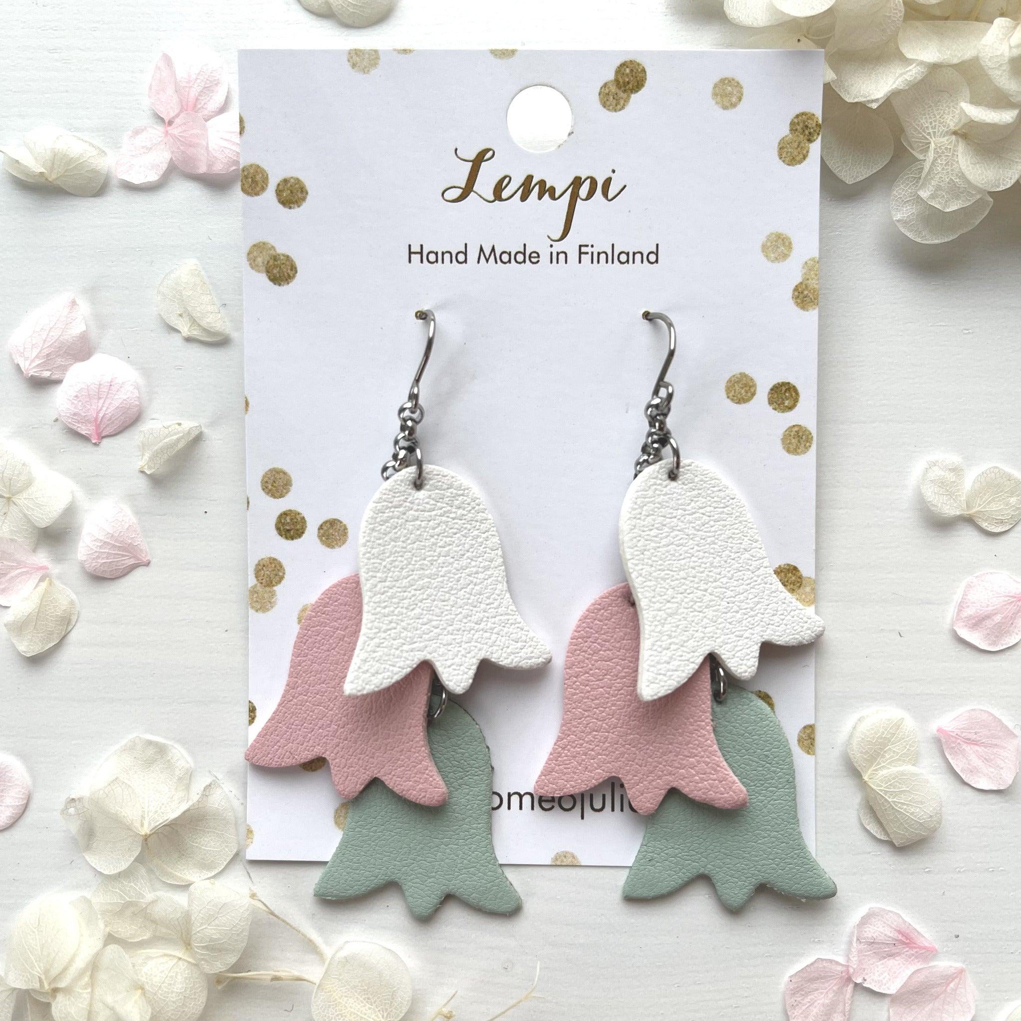 LEMPI® earrings, Keto (white-pink-green)