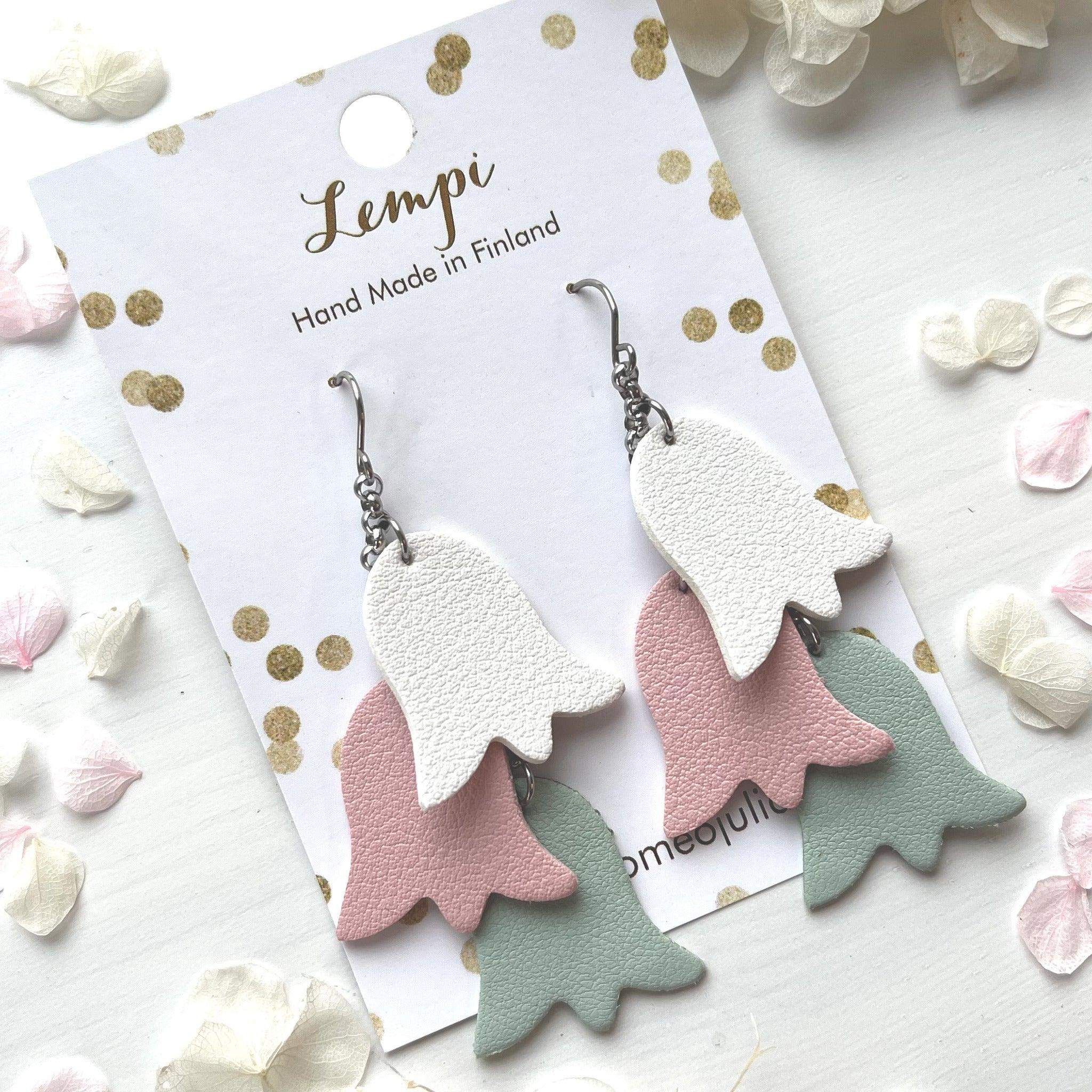 LEMPI® earrings, Keto (white-pink-green)