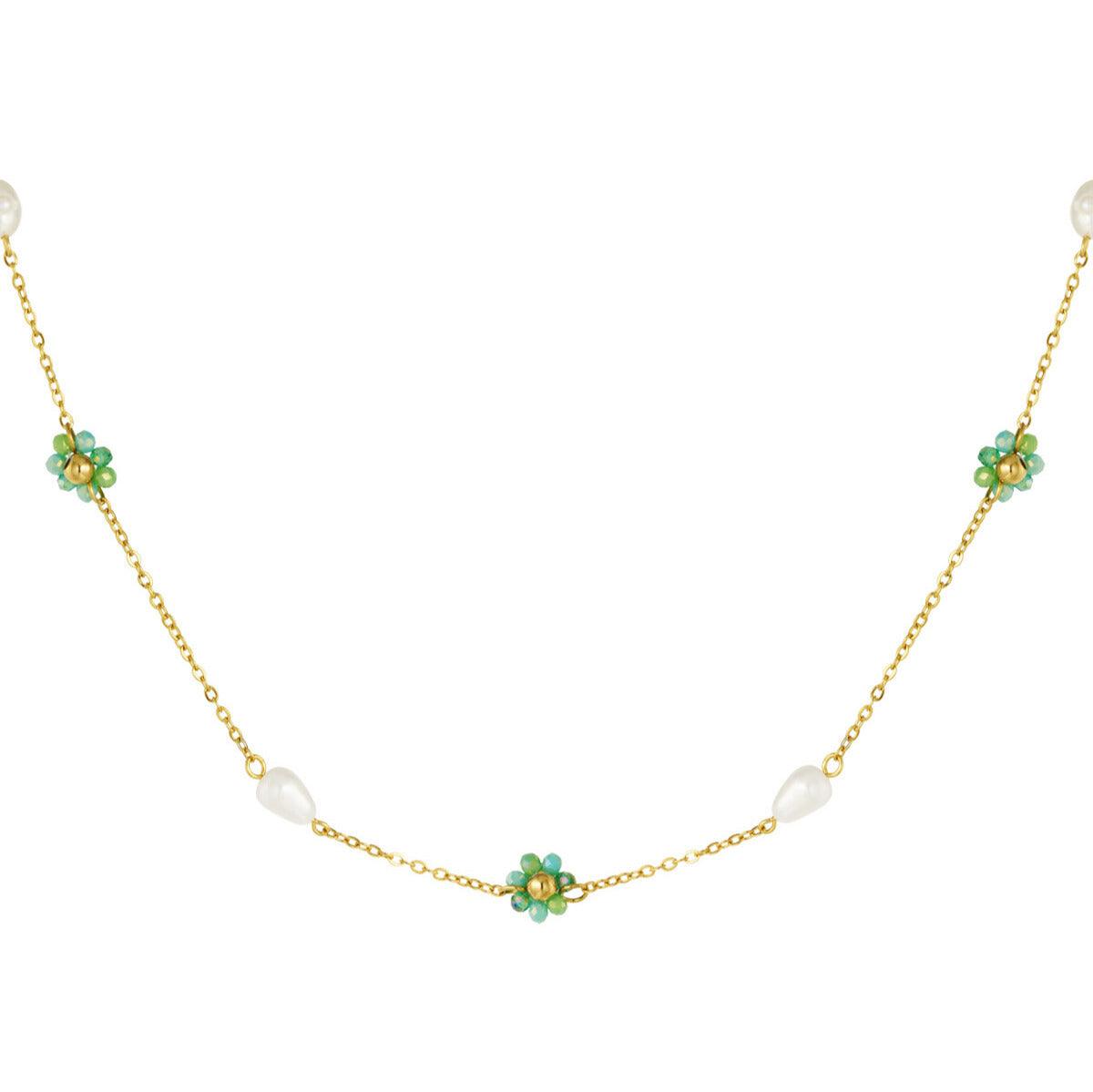 FRENCH RIVIERA | Elisa green flower surgical steel necklace