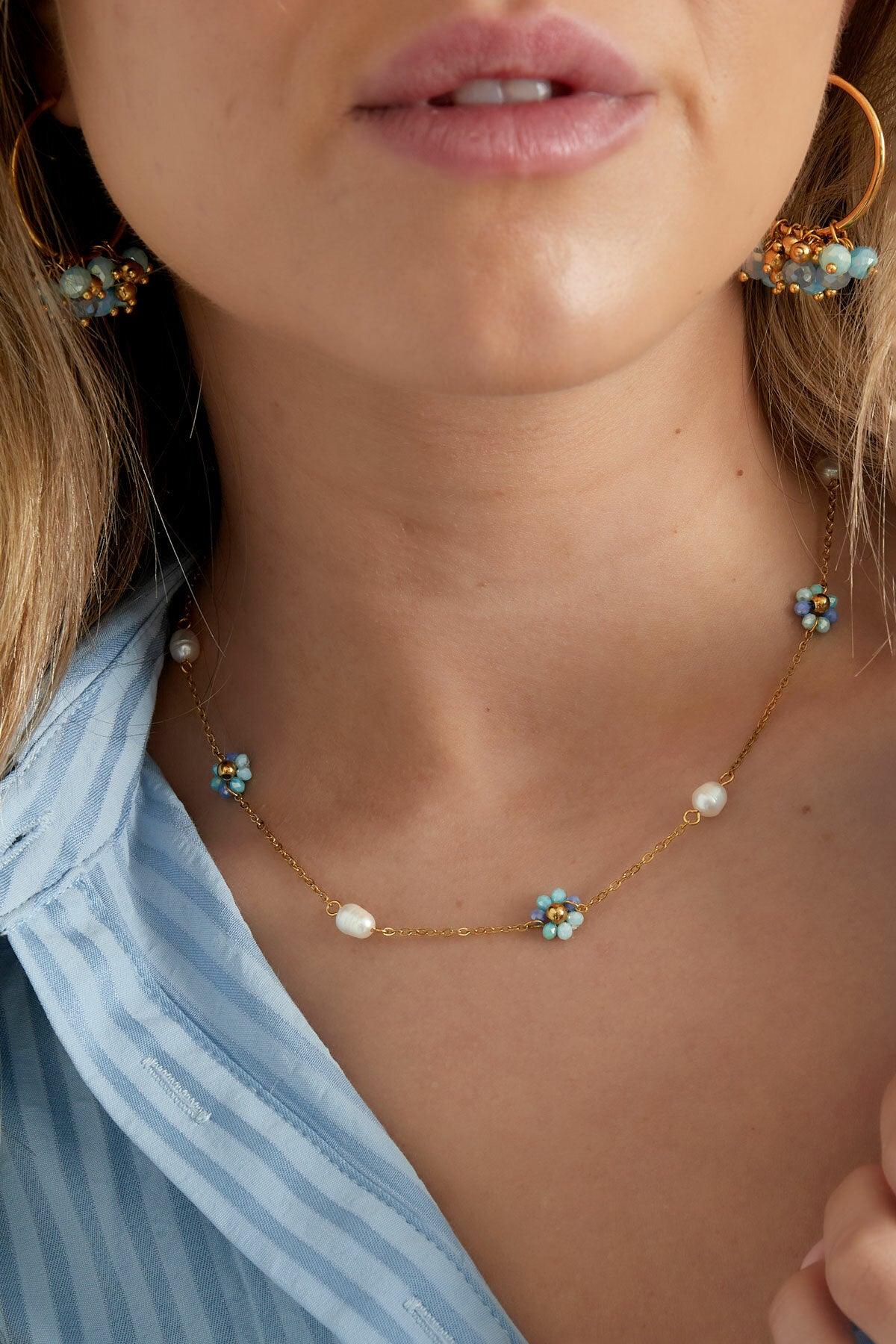 FRENCH RIVIERA | Elisa light blue flower surgical steel necklace