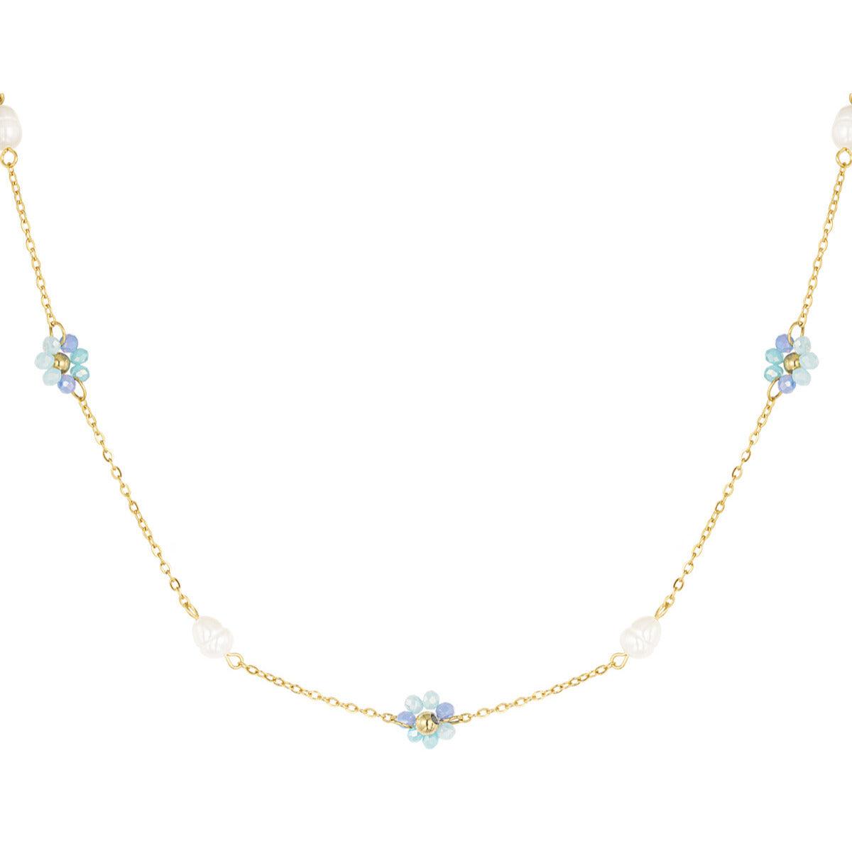 FRENCH RIVIERA | Elisa light blue flower surgical steel necklace