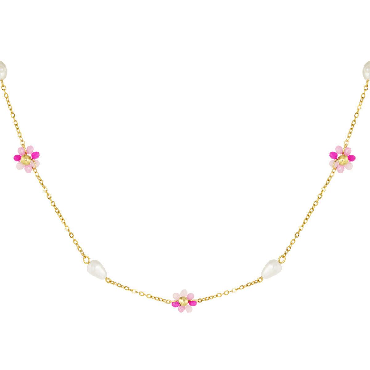 FRENCH RIVIERA | Elisa pink flower surgical steel necklace