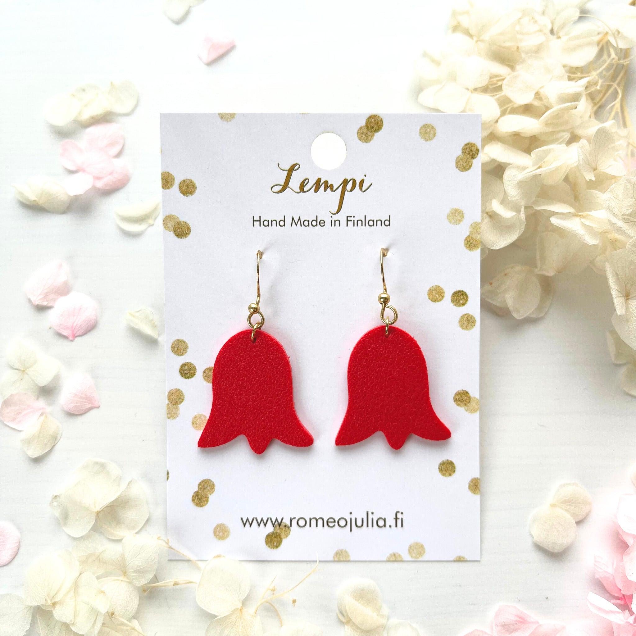 LEMPI® earrings, Cat's bell (bright red)