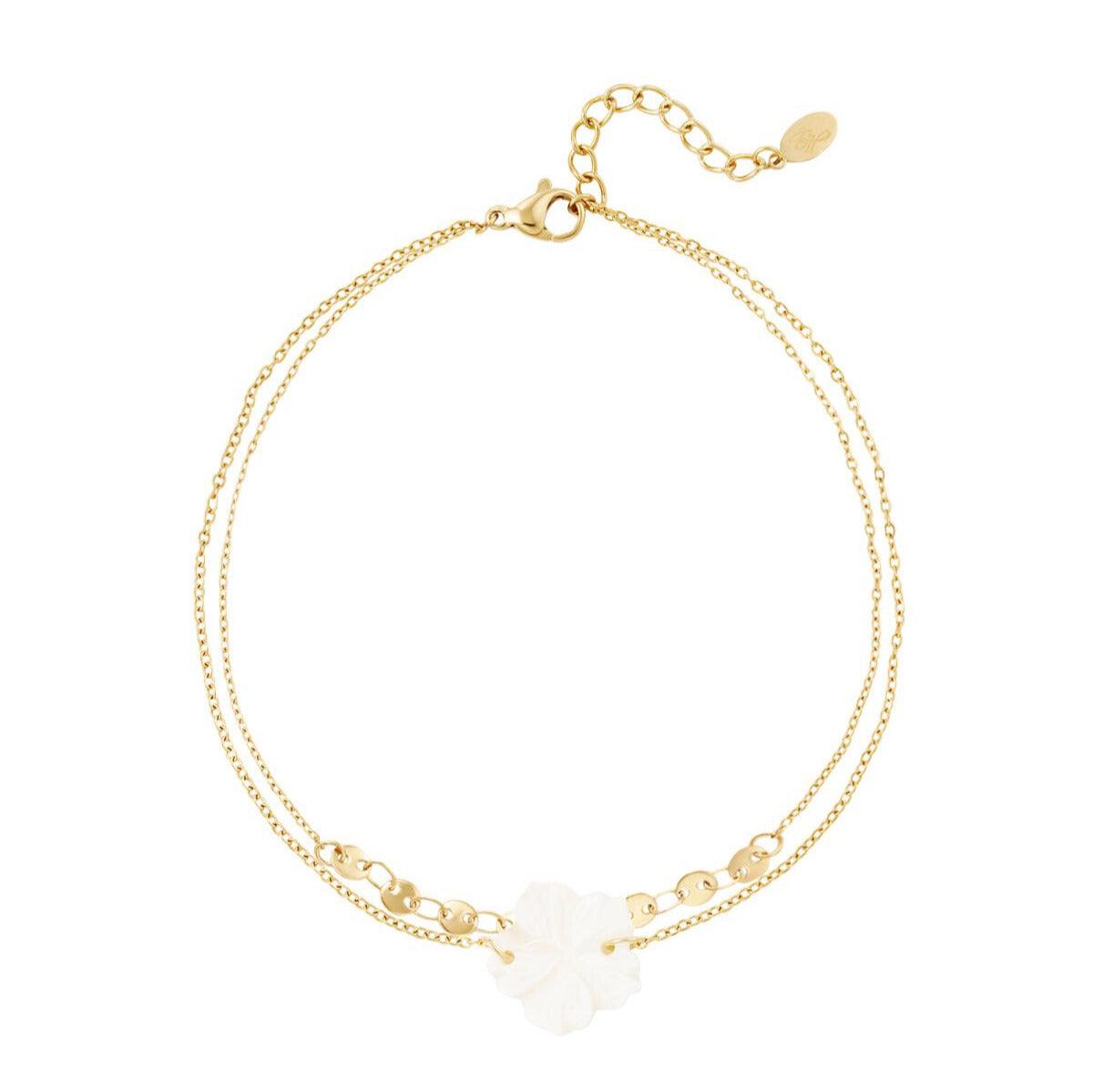 FRENCH RIVIERA | Fleur surgical steel anklet with flower (gold)