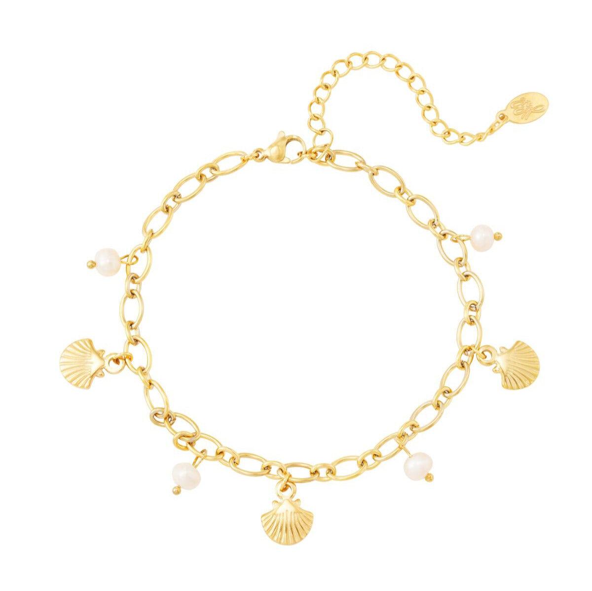 FRENCH RIVIERA | Ariele surgical steel anklet with seashells (gold)