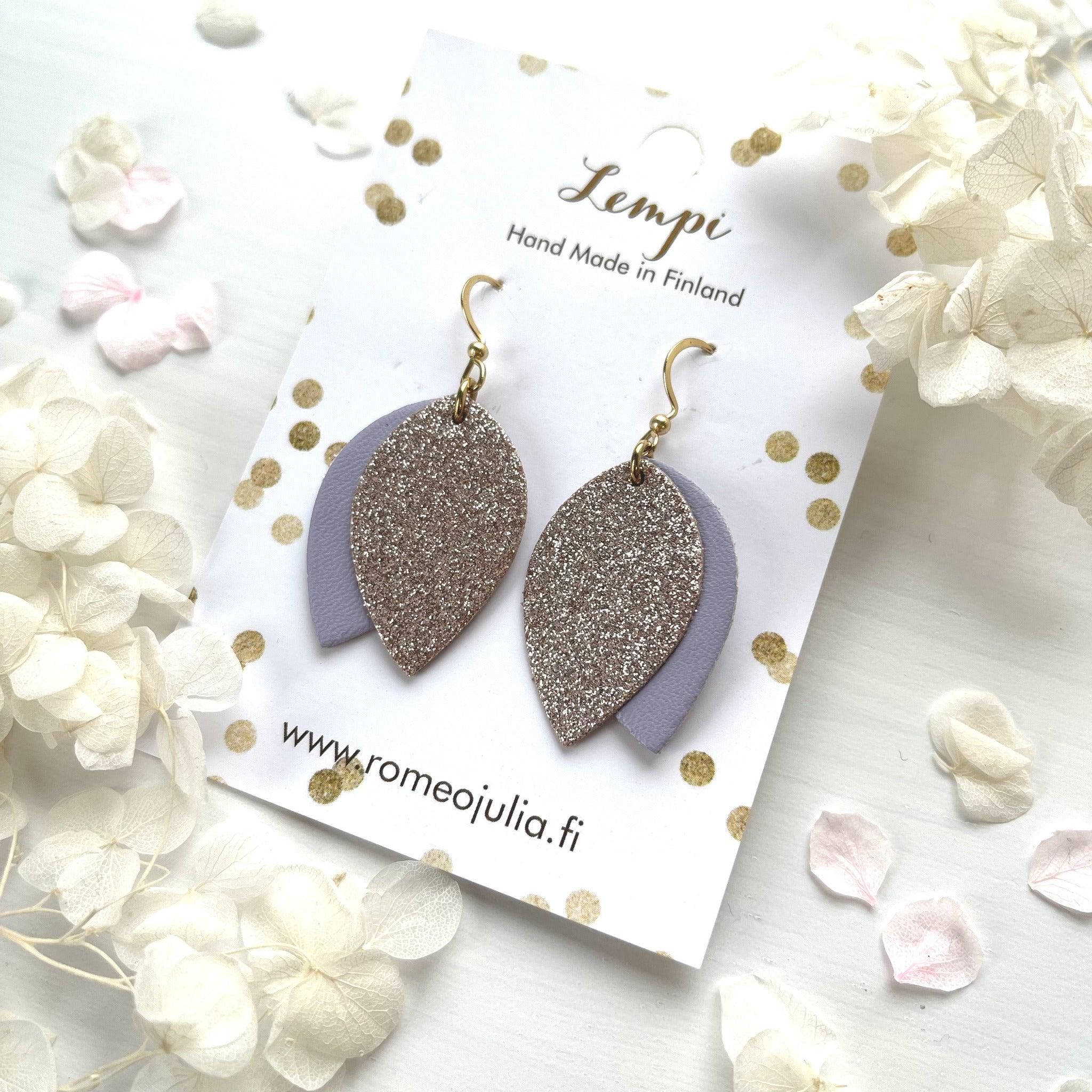 LEMPI® earrings, Bud (lavender-rose gold)