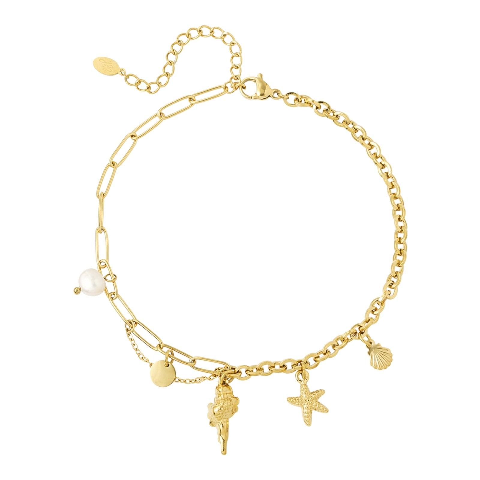 FRENCH RIVIERA | Tahitian surgical steel anklet with mascots (gold)