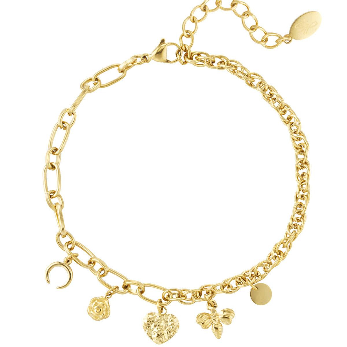 FRENCH RIVIERA | Portofino surgical steel anklet with mascots (gold)