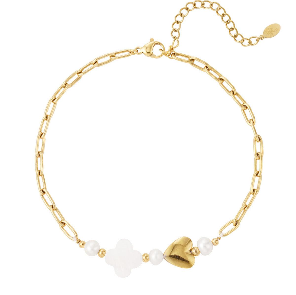 FRENCH RIVIERA | Waikiki surgical steel anklet with heart (gold)