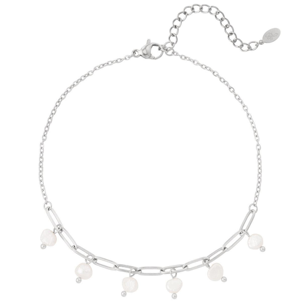 FRENCH RIVIERA | Soleil surgical steel anklet with pearl (silver)