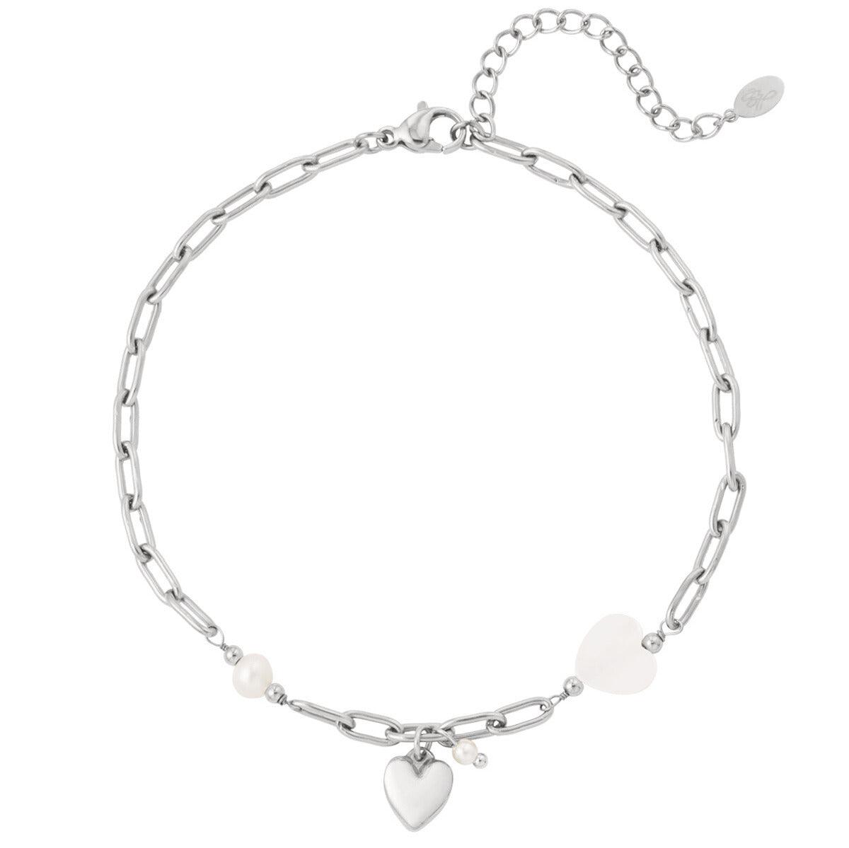 FRENCH RIVIERA | Gilda surgical steel anklet with heart (silver)