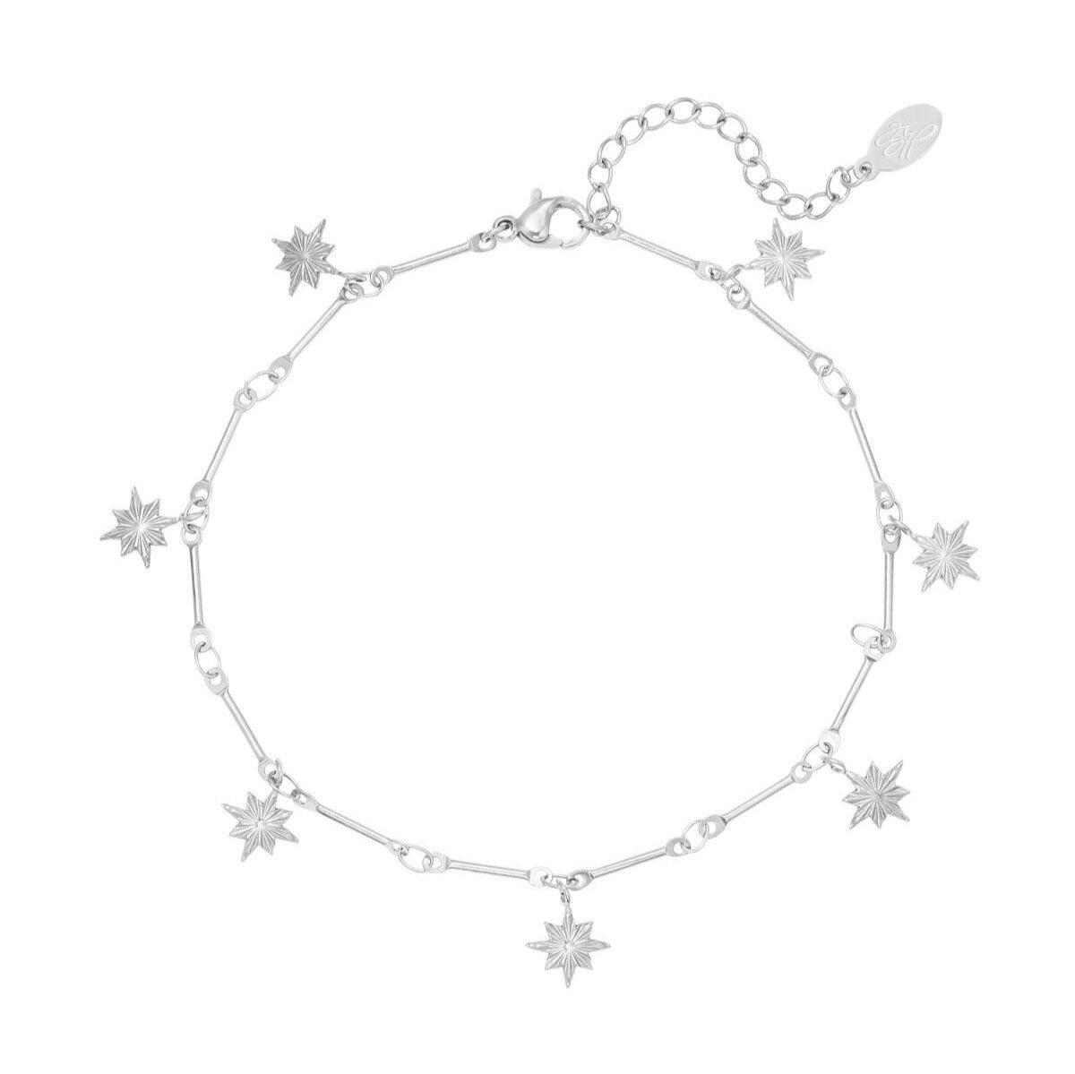 FRENCH RIVIERA | Ètoile stoneless surgical steel anklet with stars (silver)