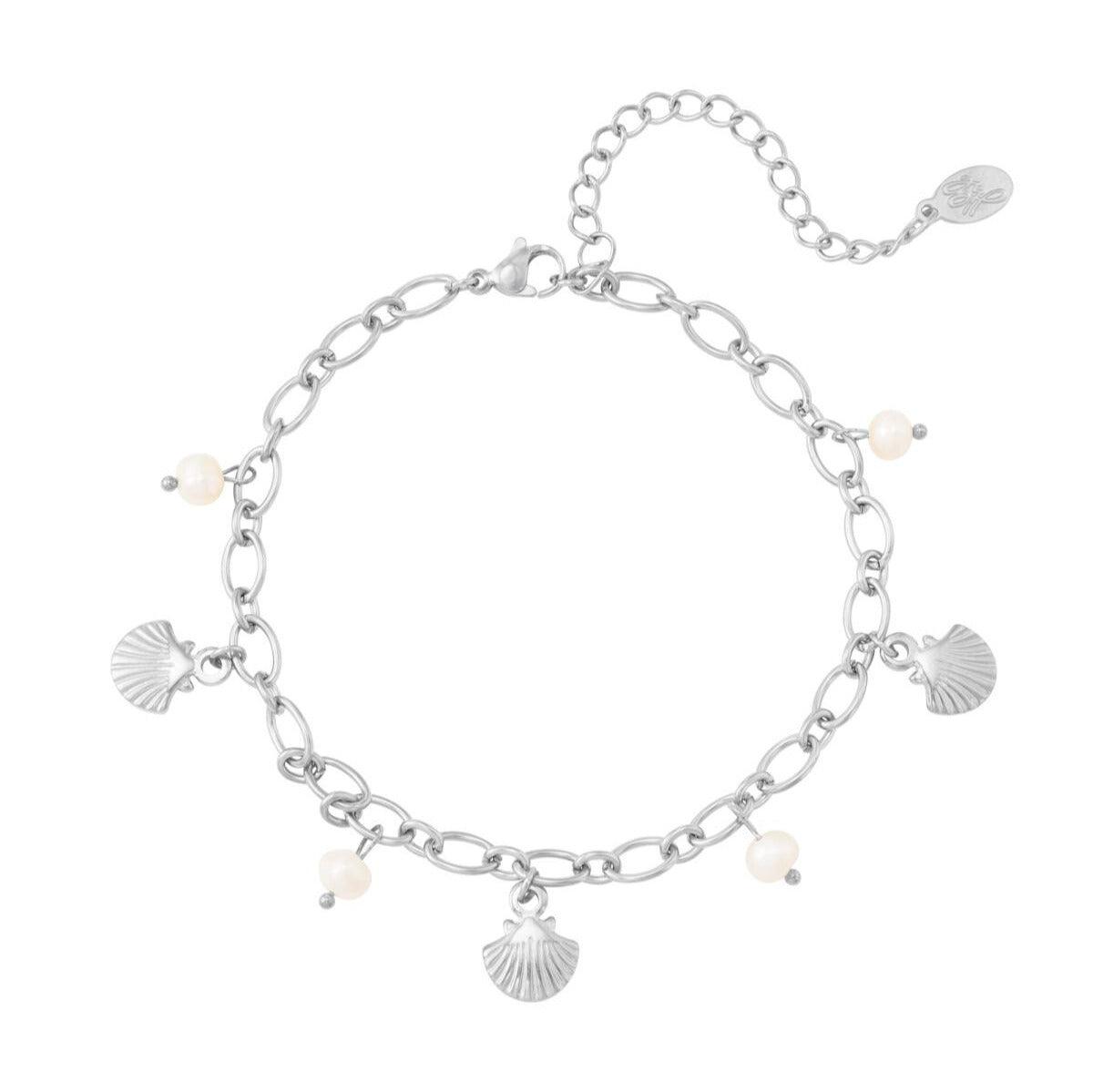 FRENCH RIVIERA | Ariele surgical steel anklet with seashell (silver)