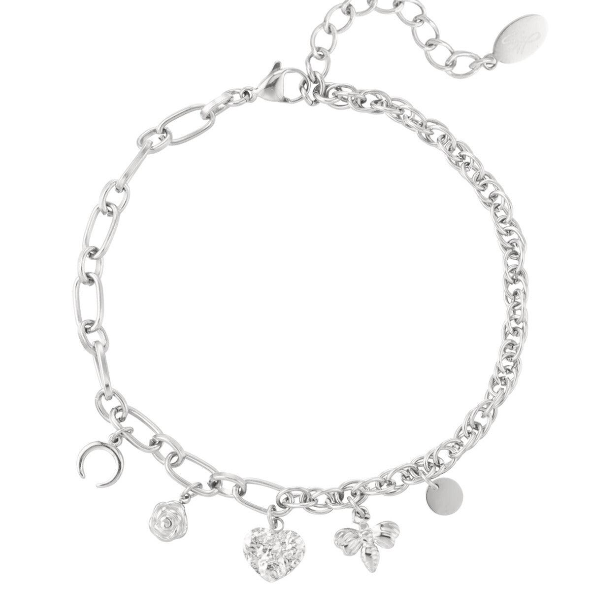 FRENCH RIVIERA | Portofino surgical steel anklet with mascots (silver)