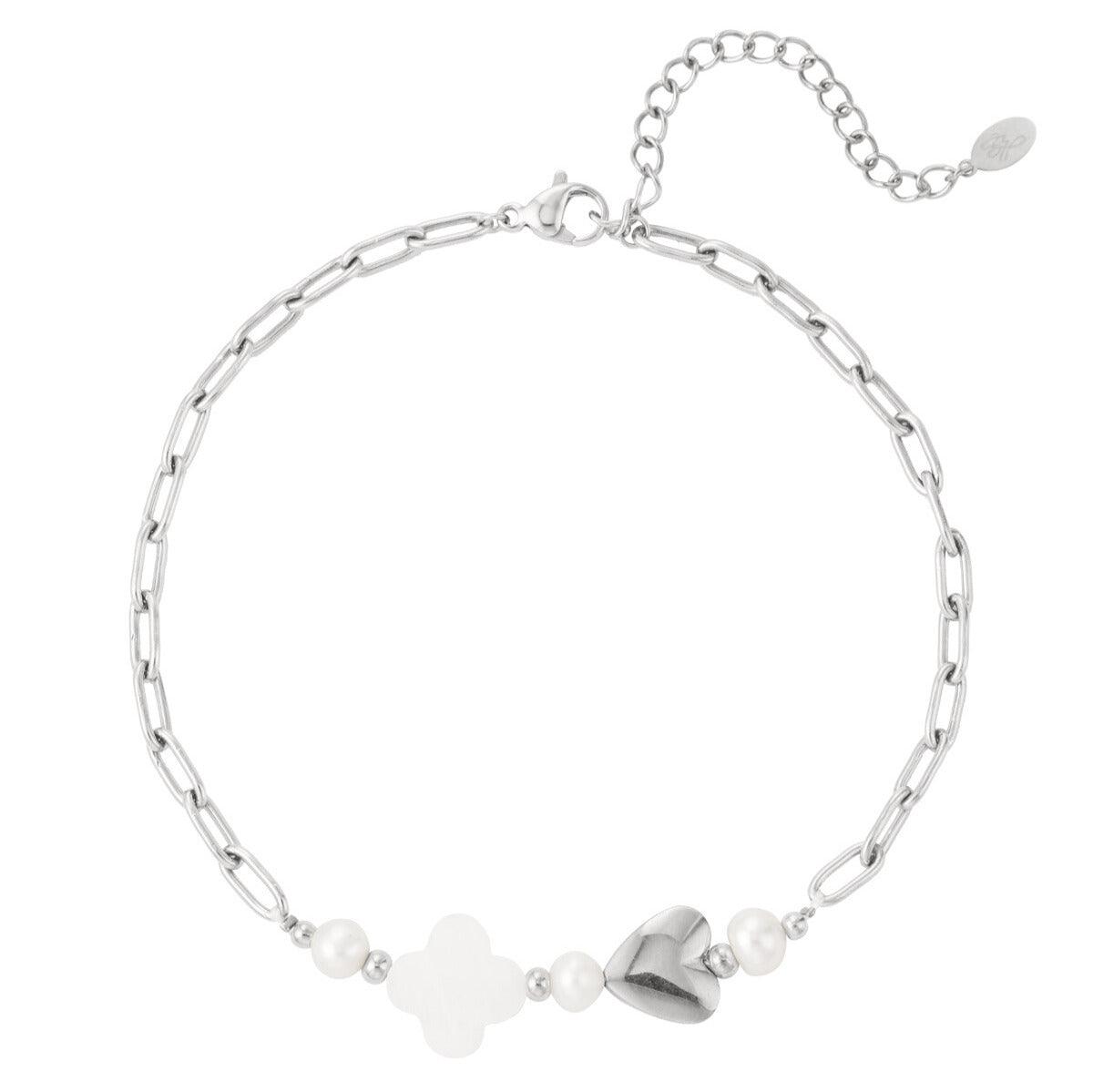 FRENCH RIVIERA | Waikiki surgical steel anklet with heart (silver)