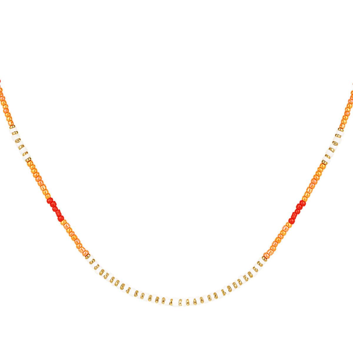 FRENCH RIVIERA | Holly orange surgical steel necklace with shell pearl