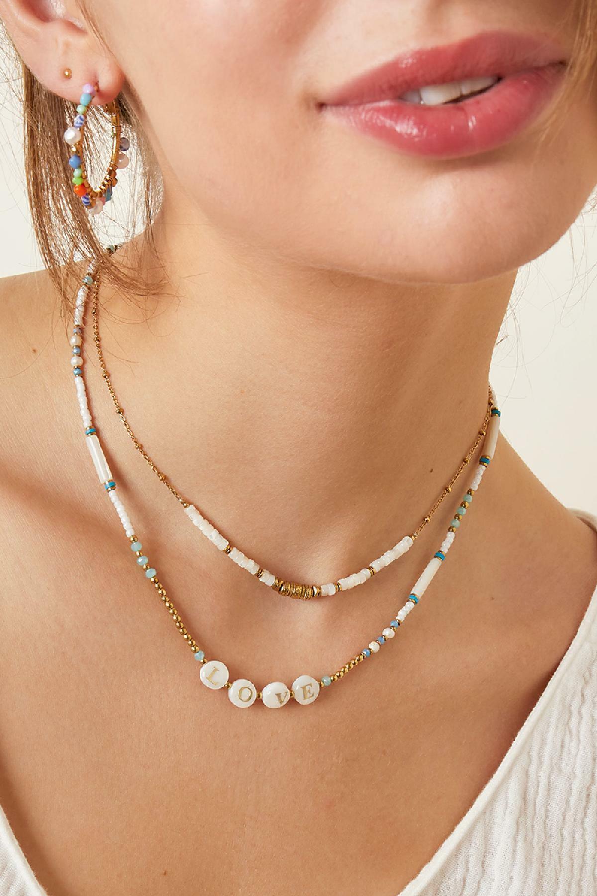 FRENCH RIVIERA | Love -mother-of-pearl &amp; surgical steel necklace