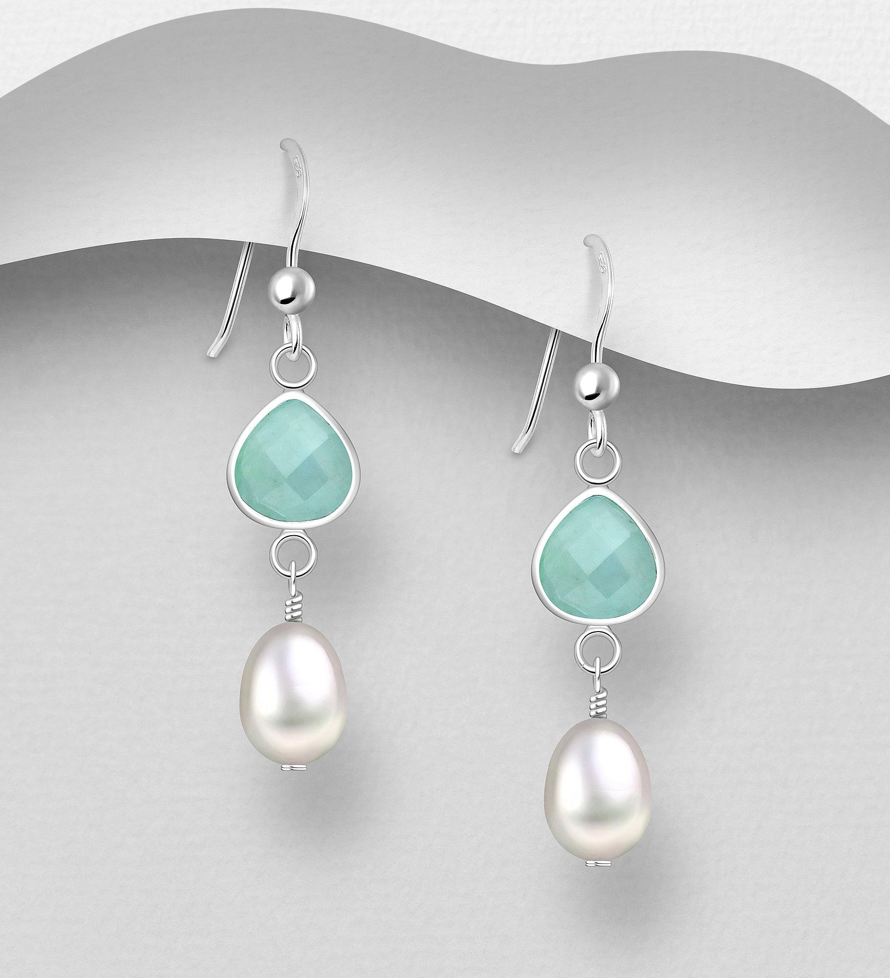 PREMIUM COLLECTION | Daniela silver earrings with amazonite 