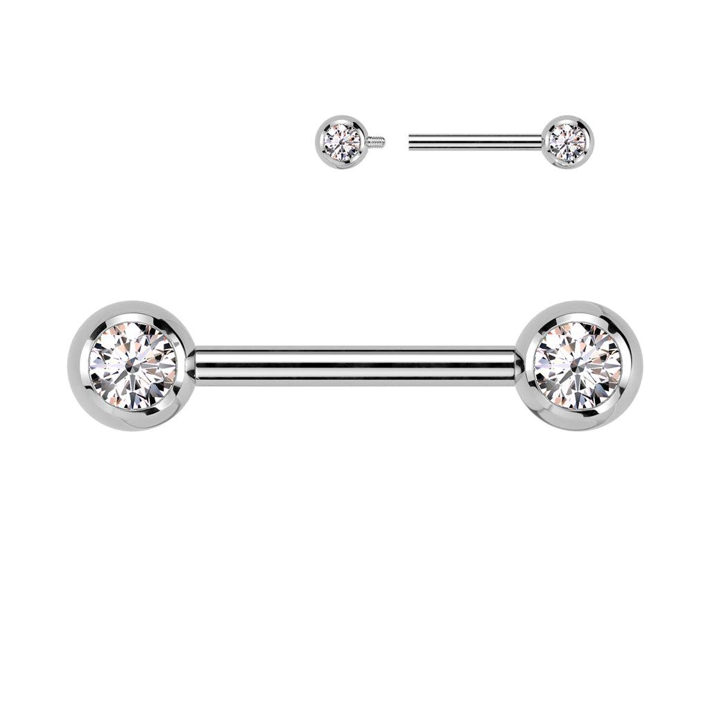 Nipple jewelry, Titanium Nipple Barbell - clear titanium nipple stud