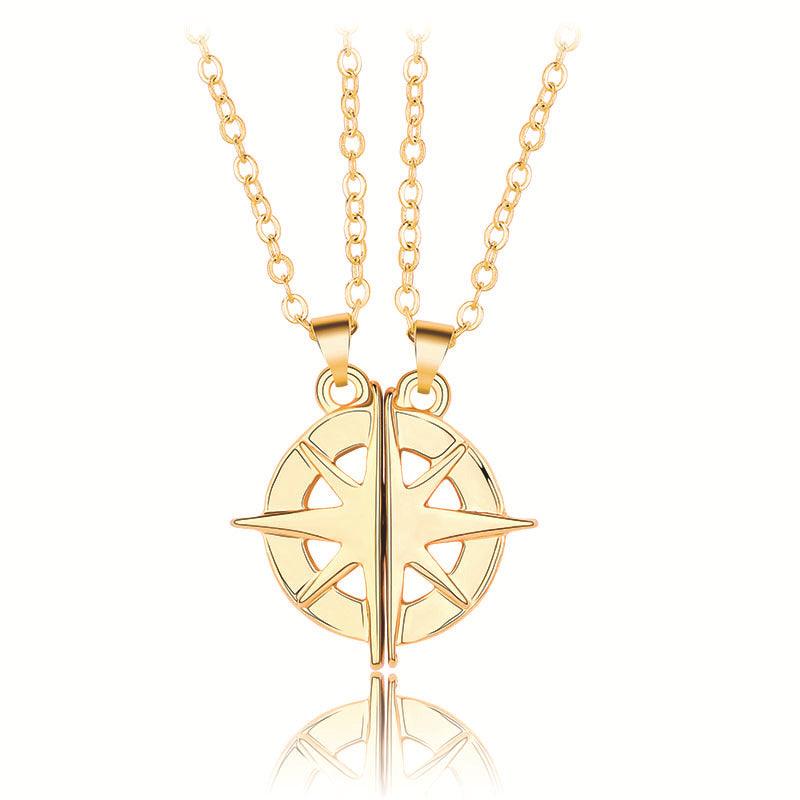 Gold Compass Couple/Friendship Necklace