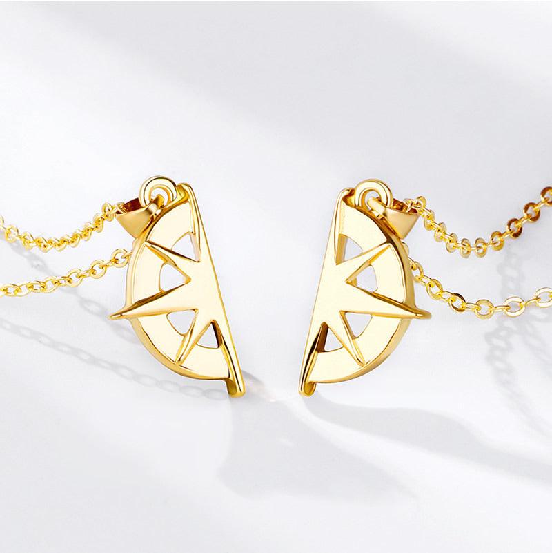 Gold Compass Couple/Friendship Necklace