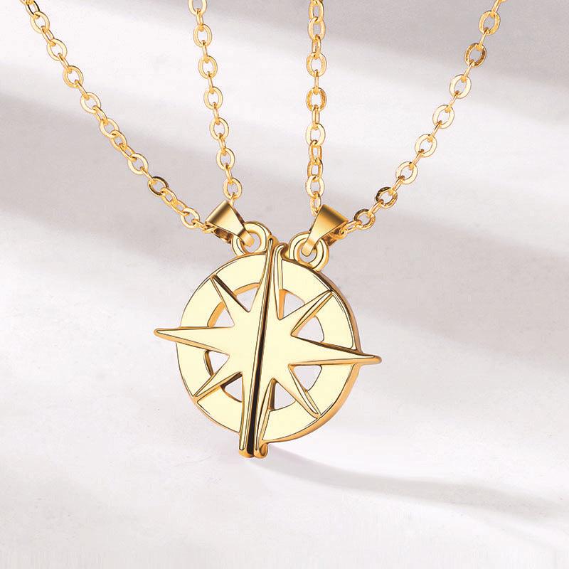 Gold Compass Couple/Friendship Necklace