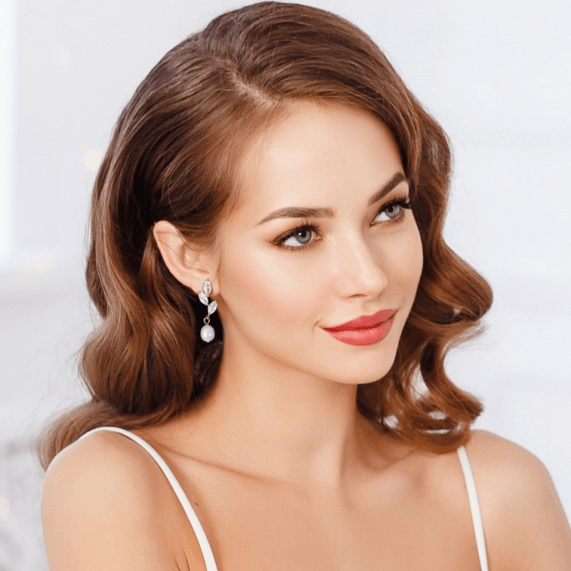 ATHENA BRIDAL | Émelie crystal-embellished pearl earrings (gold)