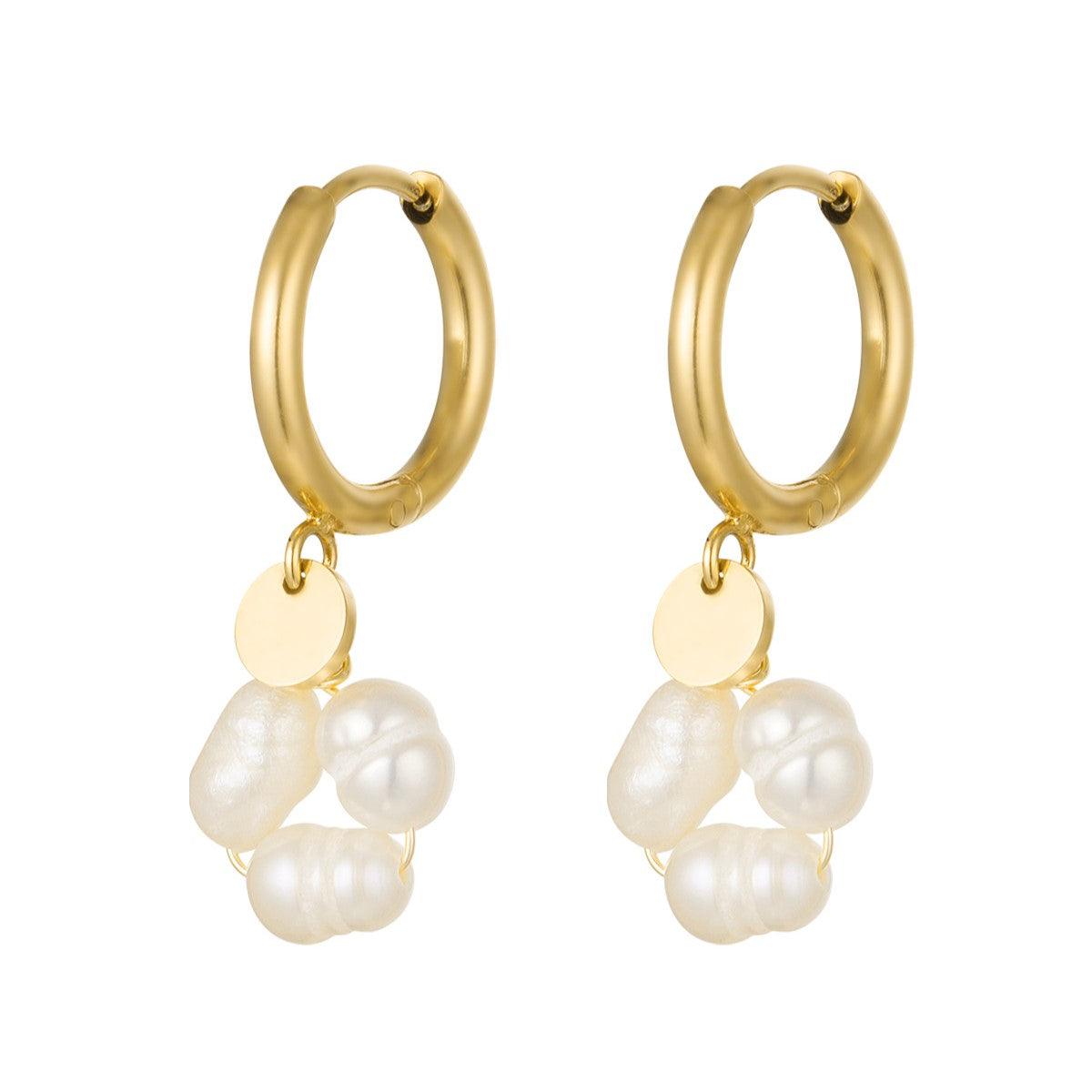 FRENCH RIVIERA | Adore gold-colored surgical steel rings with pearls