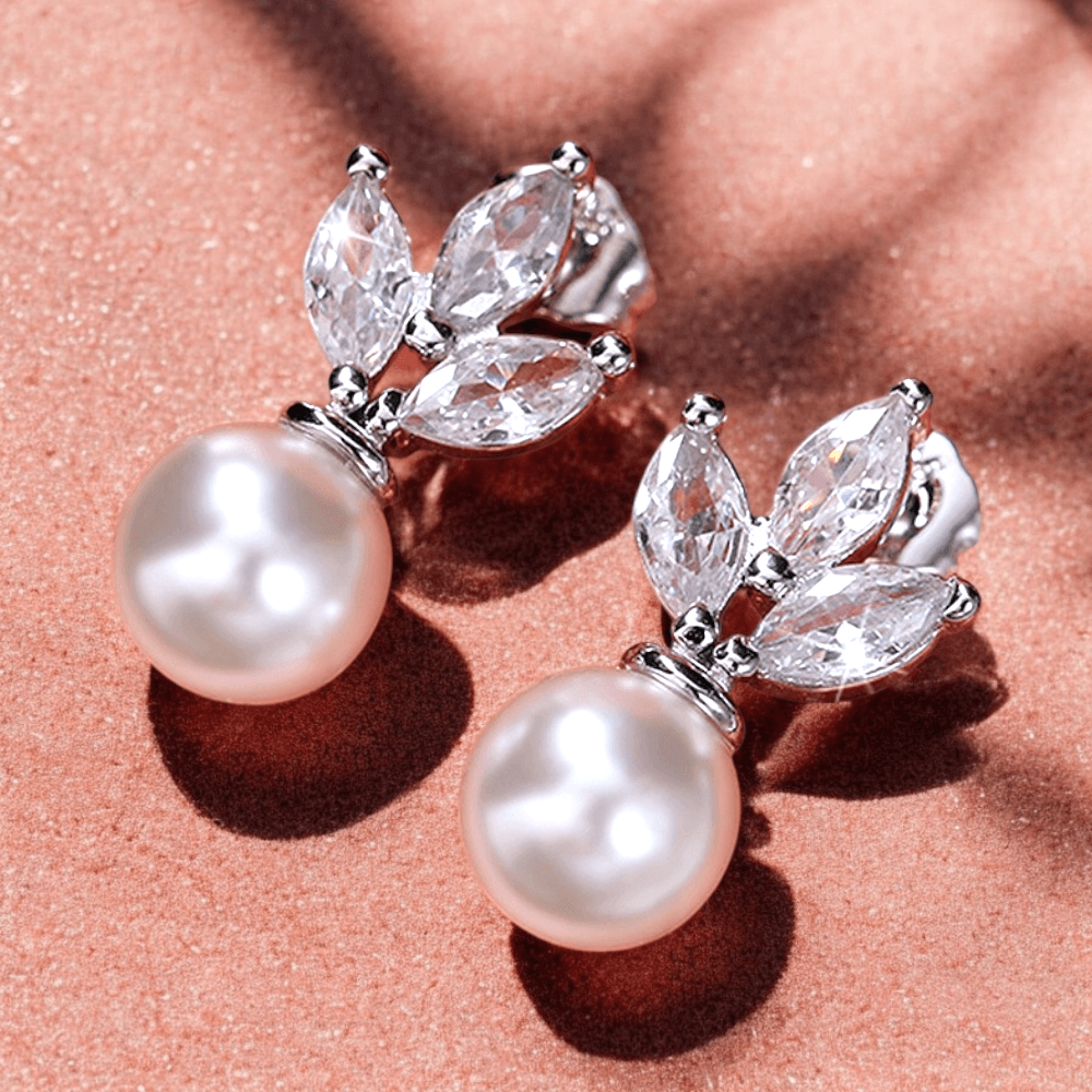 Pearl earrings, ROMANCE | Lauretta silver-colored party earrings