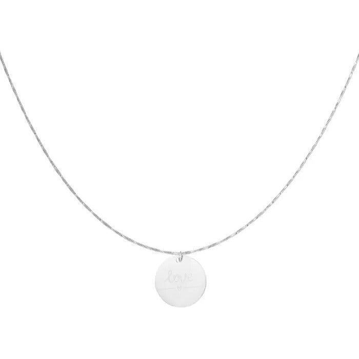 FRENCH RIVIERA | Love surgical steel necklace with text (silver)