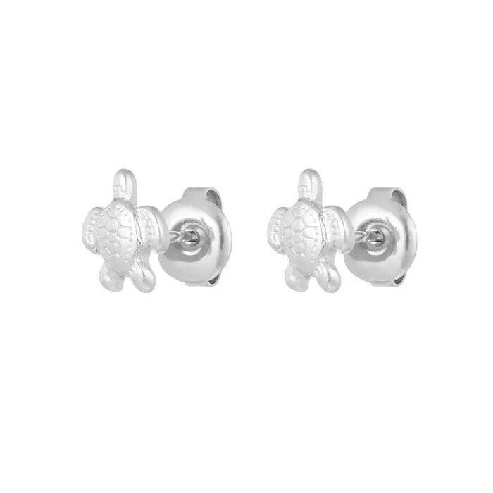 FRENCH RIVIERA | Polly Surgical Steel Turtle Studs (Silver)