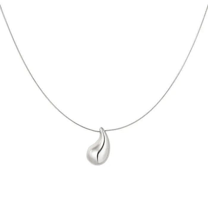 FRENCH RIVIERA | Teardrop surgical steel necklace (silver)