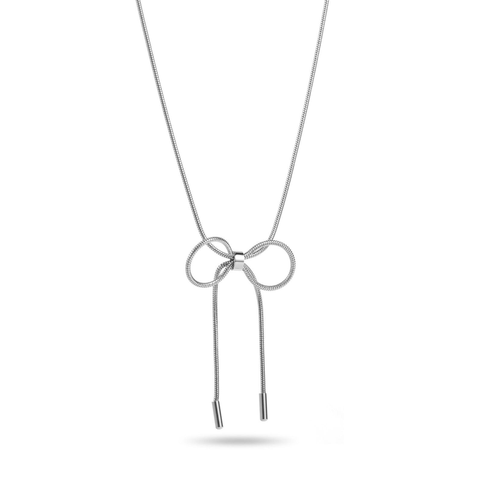 FRENCH RIVIERA | Yvette surgical steel necklace with bow (silver)