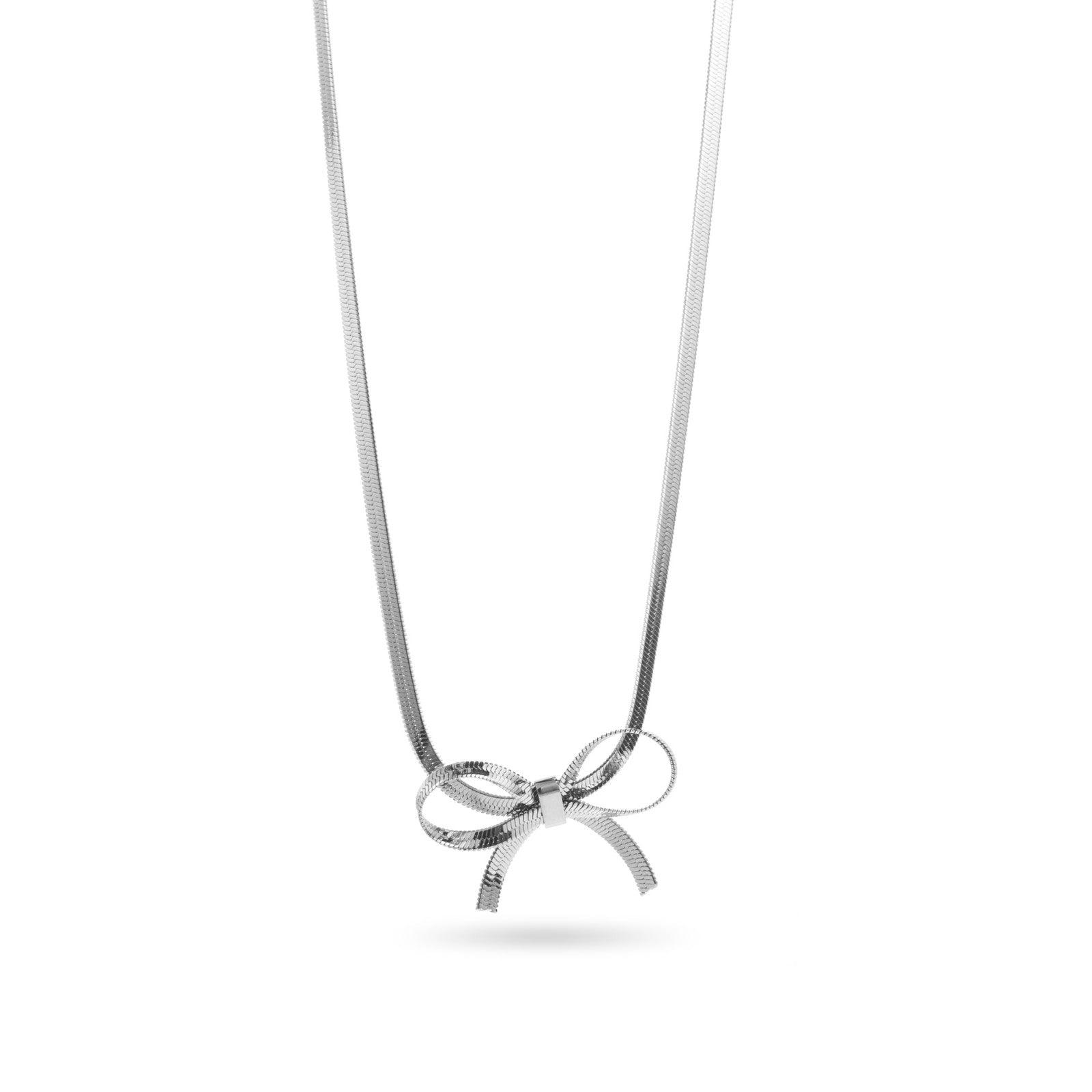 FRENCH RIVIERA | Fiona surgical steel necklace with bow (silver)