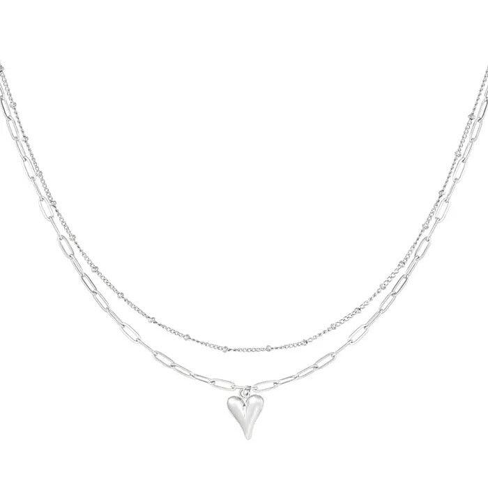 FRENCH RIVIERA | Mariella surgical steel heart necklace (silver)