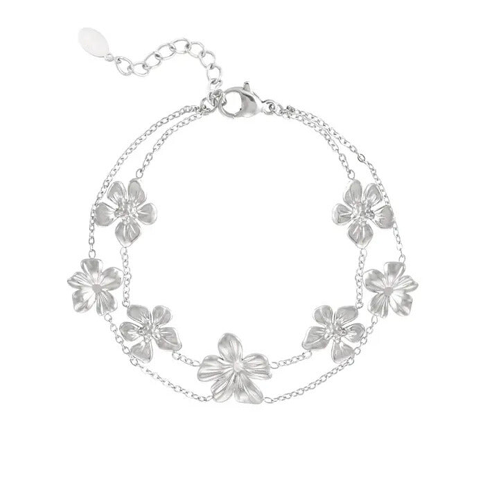 FRENCH RIVIERA | Floralie surgical steel flower bracelet (silver)