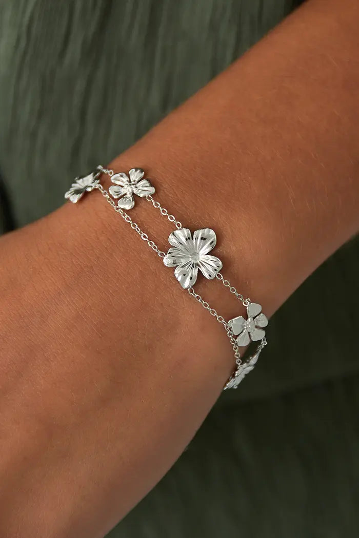 FRENCH RIVIERA | Floralie surgical steel flower bracelet (silver)