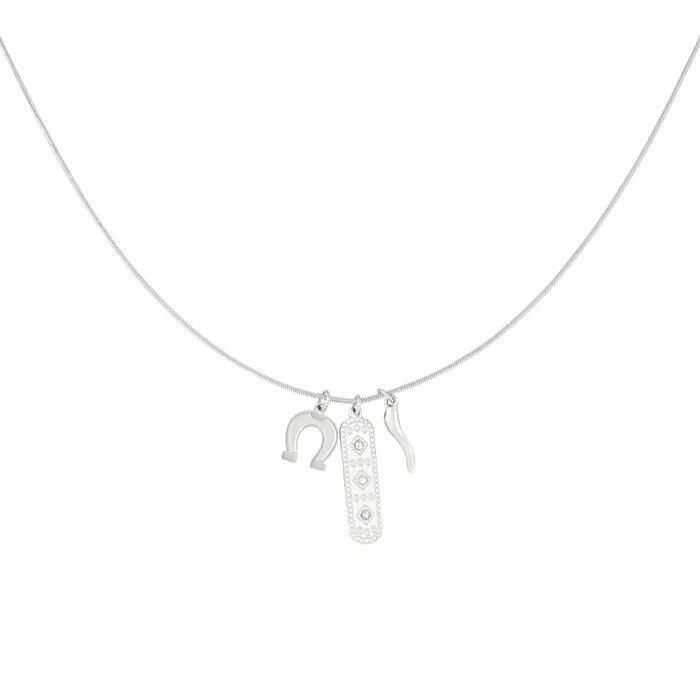 FRENCH RIVIERA | Lucky Charm surgical steel necklace (silver) 